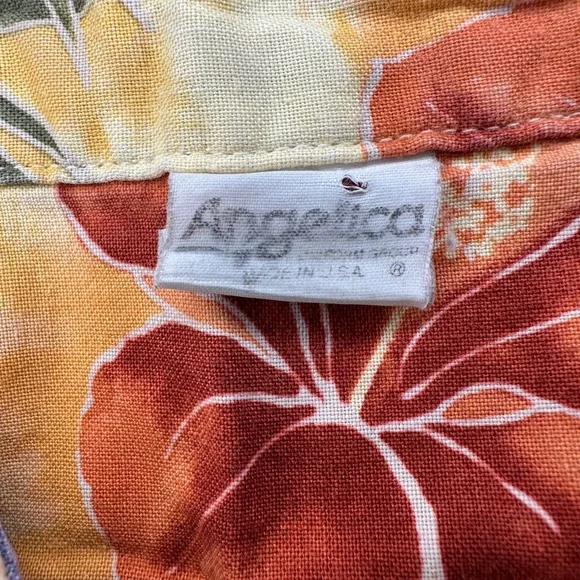 VTG Angelica Floral Hawaiian Shirt USA Tropical‎ Aloha Print Button Collar XL